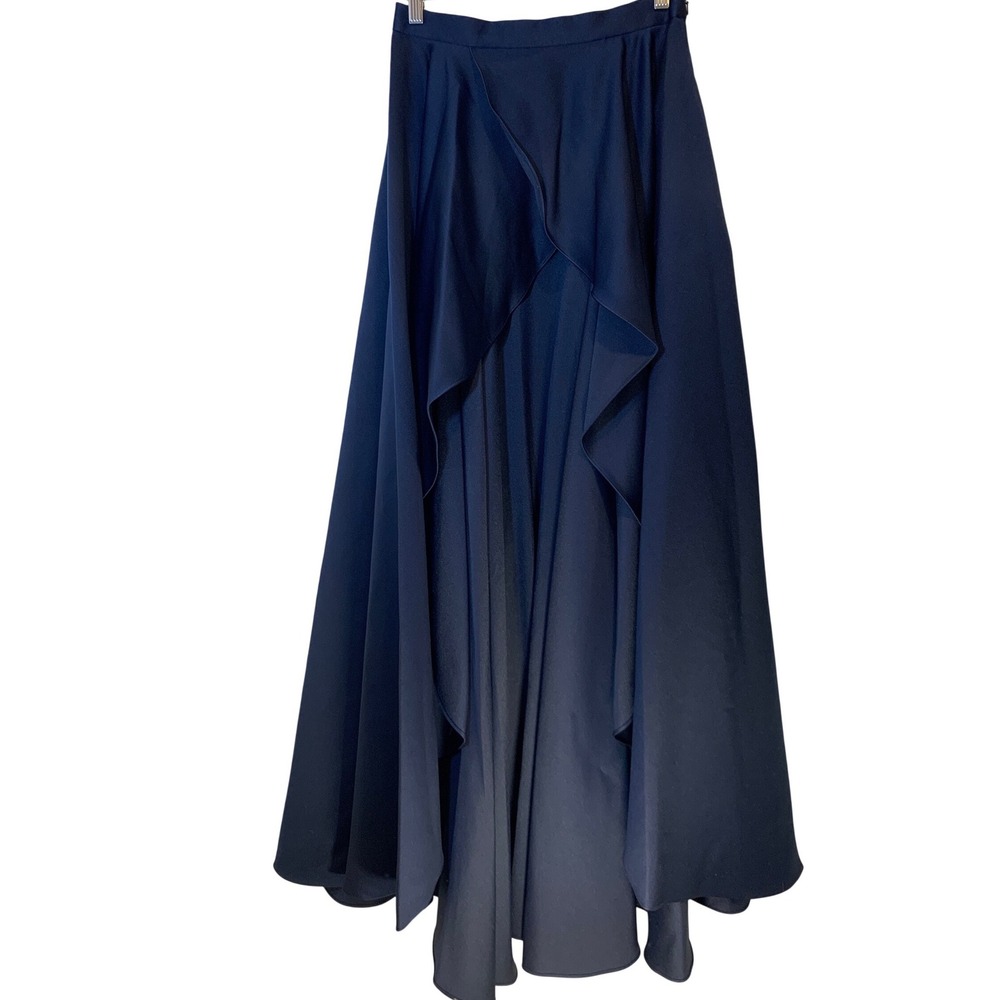 Jay Godfrey regency core asymmetrical Ruffle Formal Maxi Skirt Womens 6 satin